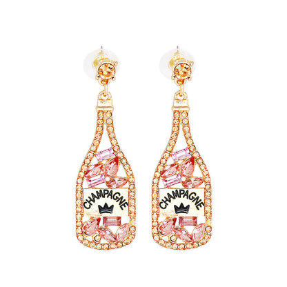 FEELIVE Party Champagne Bottle Earrings with Colored Stones