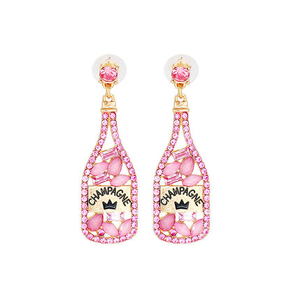 FEELIVE Party Champagne Bottle Earrings with Colored Stones