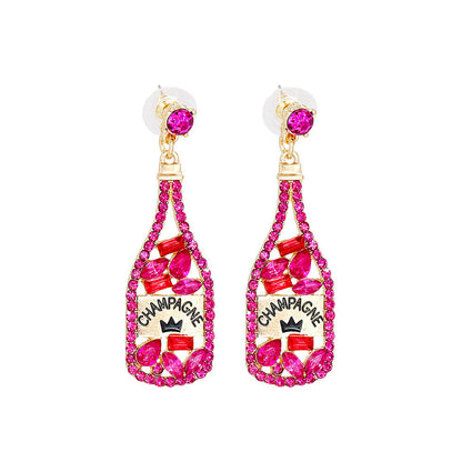 FEELIVE Party Champagne Bottle Earrings with Colored Stones