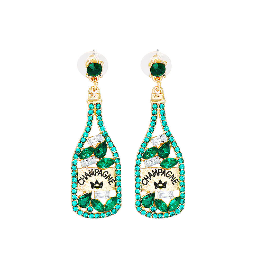 FEELIVE Party Champagne Bottle Earrings with Colored Stones