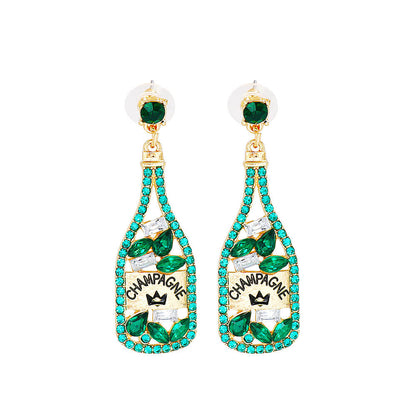 FEELIVE Party Champagne Bottle Earrings with Colored Stones