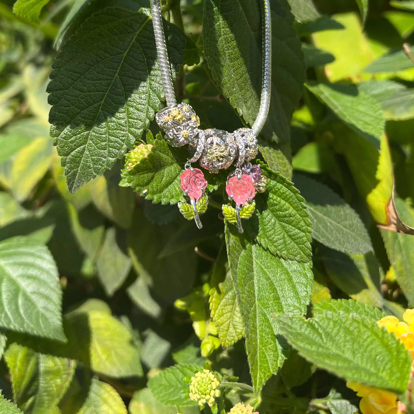 Sunshine Color-changing Magic Rose Resin Charm in Sterling Silver