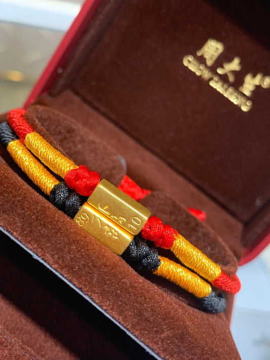 CHOW TAI SENG 八九不离十 Charm Couple Bracelets Set (With Free Braided Bracelet and Certificate)