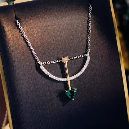 Cupid's Arrow Lab Create Emerald Necklace in Sterling Silver pendant