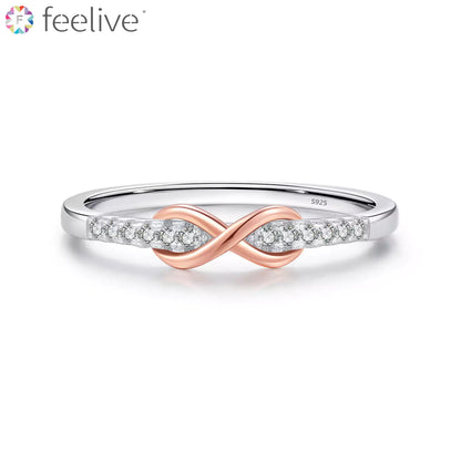 Rose Gold Mobius Strip Zircon Ring in Sterling Silver - Feelive