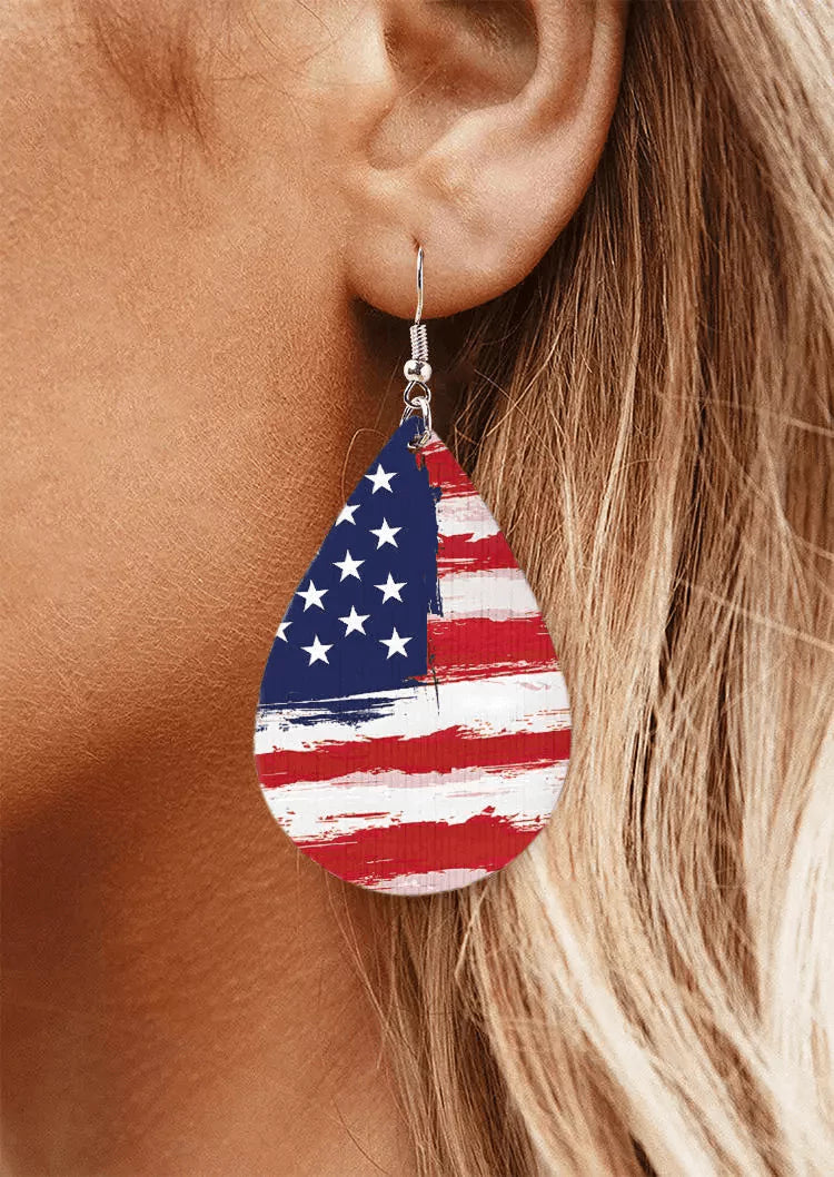 American Flag Water Drop Earrings