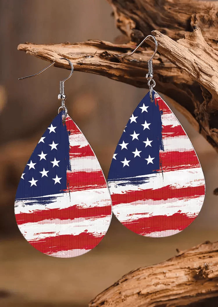 American Flag Water Drop Earrings