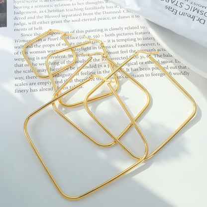 Geometric Square Gold Plated Titanium Hoop Earrings