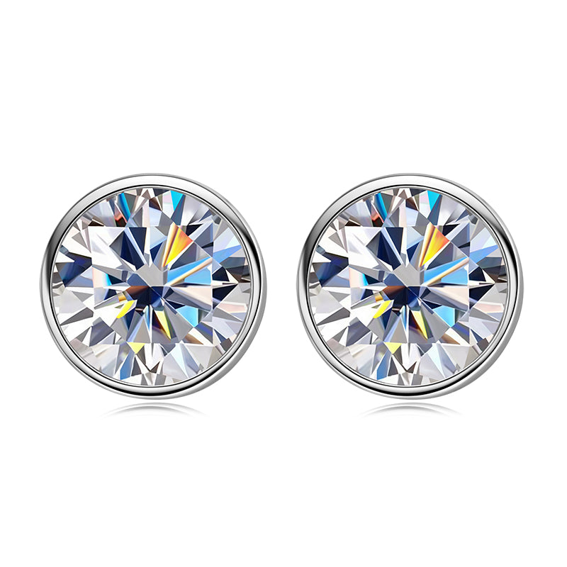 Round Moissanite Gold Vermeil Stud Earrings 