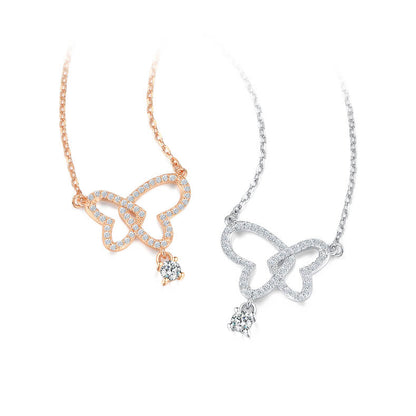 Butterfly Love Zircon S925 Silver Necklace