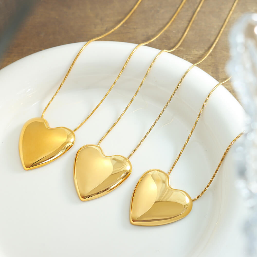 Heart Pendant Gold Plated Titanium Necklace