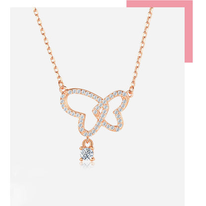 Butterfly Love Zircon S925 Silver Necklace