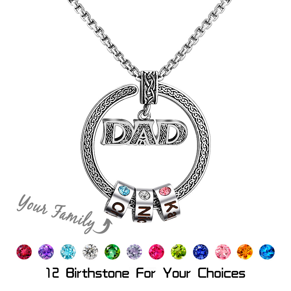 Dad Gift Custom Birthstone Men Necklace in Copper Alloy birthstone - Feelive