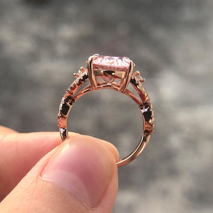 Oval Imitation Morganite Ring in Sterling Silver side