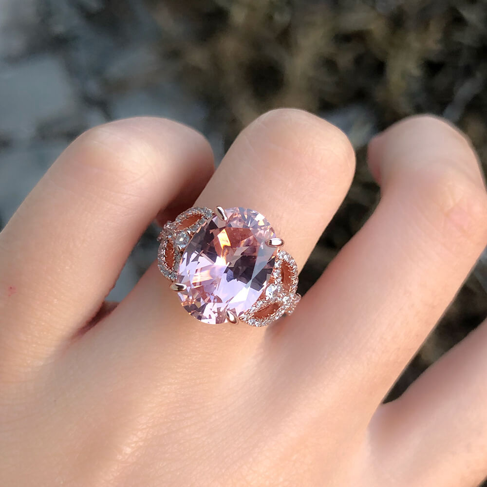 Oval Imitation Morganite Ring in Sterling Silver model