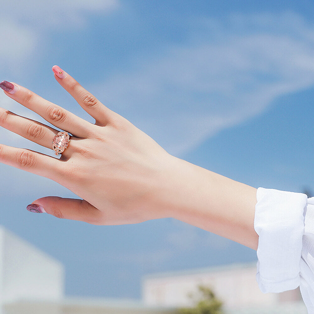 Oval Imitation Morganite Ring in Sterling Silver model