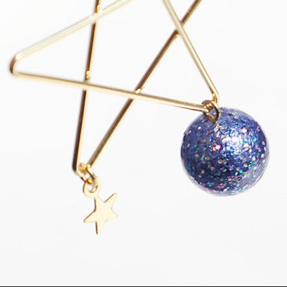 Cosmic Planet Stars Drop Earrings in Copper Alloy detail