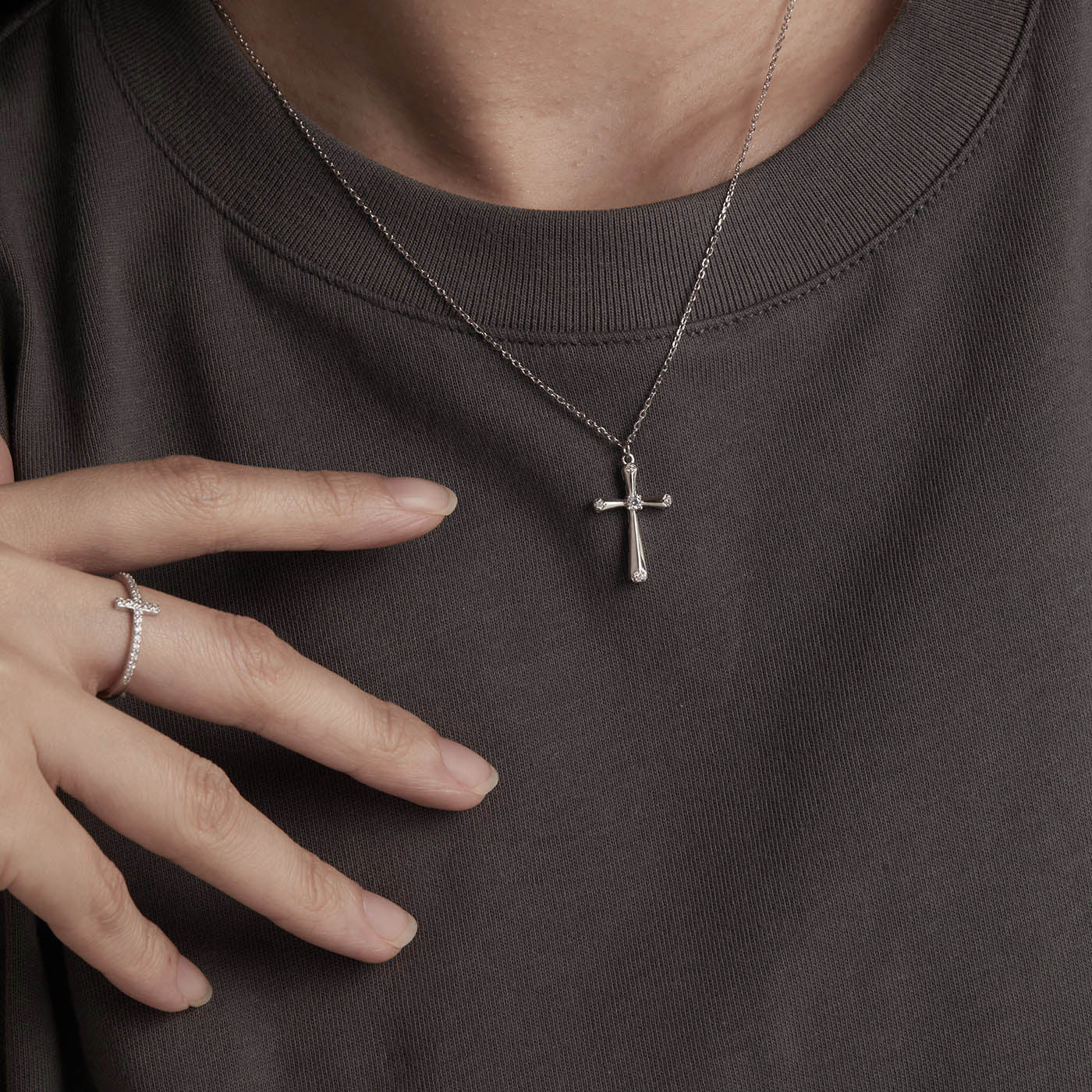 Cross Zircon Necklace in Sterling Silver model