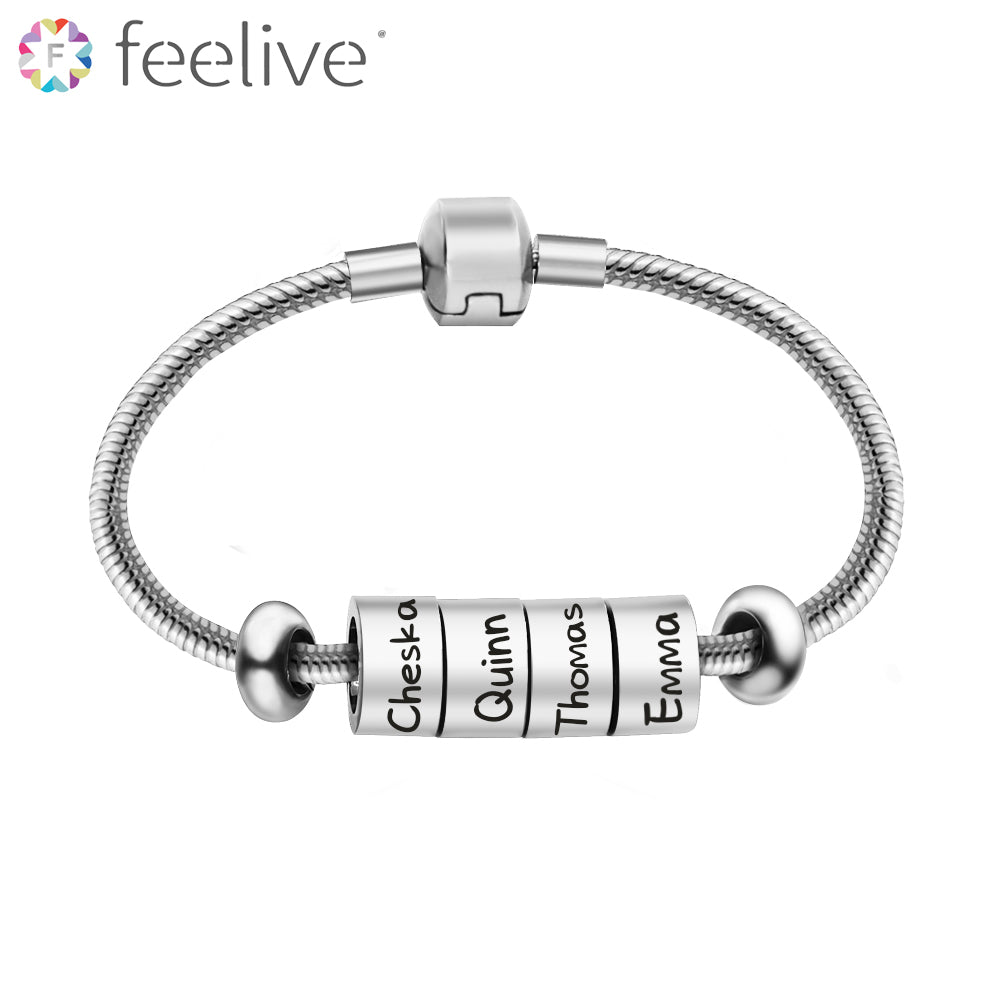 Custom Beads Snake Chain Men Bracelet in Stainless - Feelive