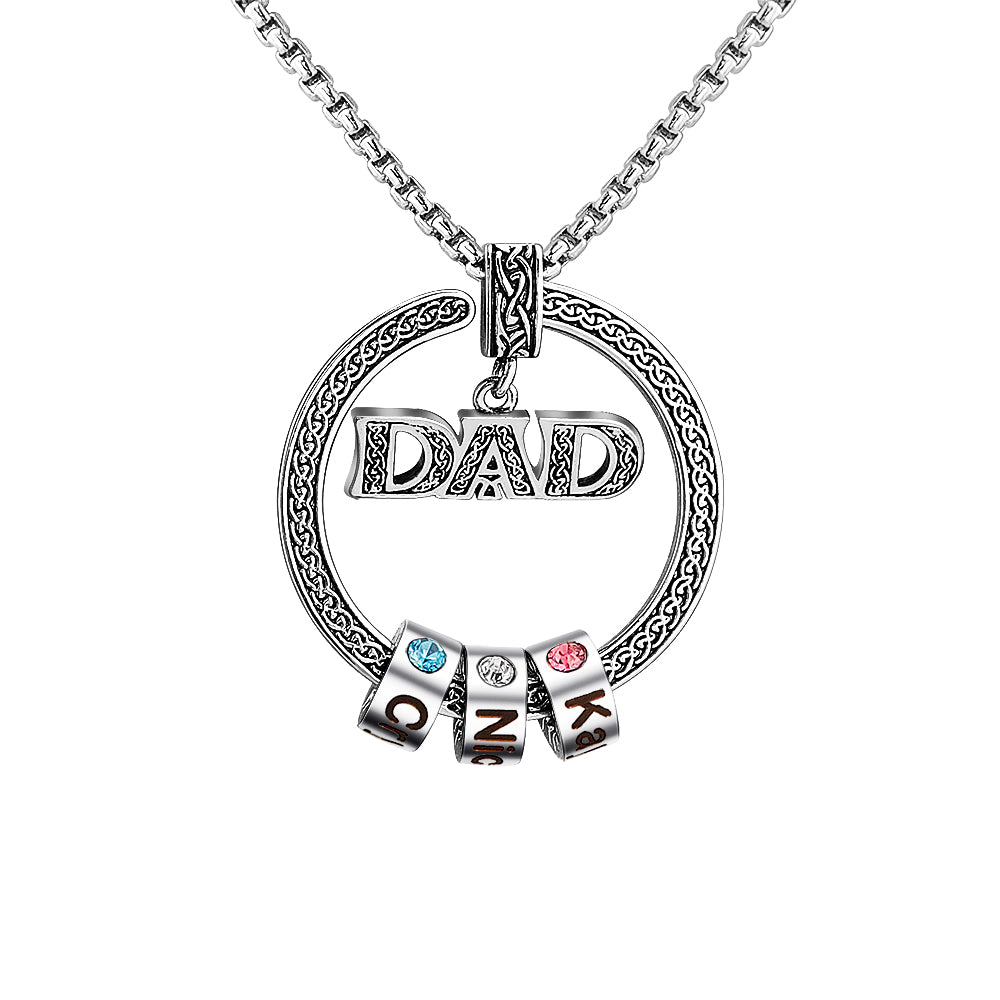 Dad Gift Custom Birthstone Men Necklace in Copper Alloy - Feelive