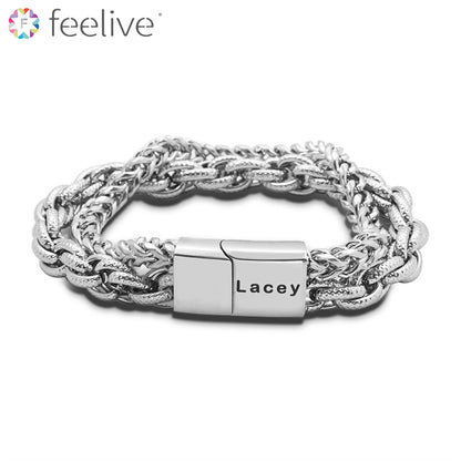 Punk Style Chain Men Bracelet in Stainless - Feelive