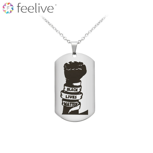 Dog Tag Arm Pattern Men Necklace in Stainless - Feelive