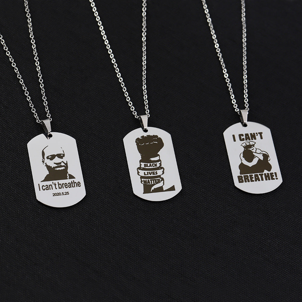 Military Style Dog Tag Men Necklace in Stainless