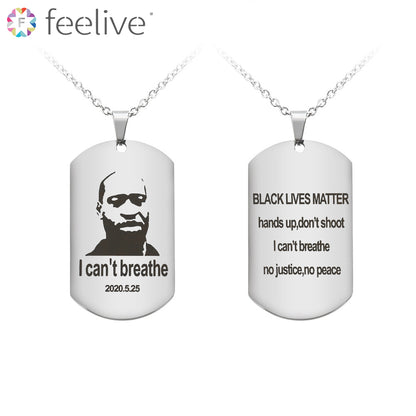 Military Letters Dog Tag Hip-hop Men Necklace in Stainless - Feelive