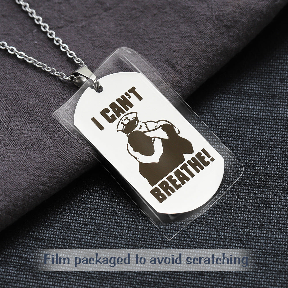 Military Style Dog Tag Men Necklace in Stainless