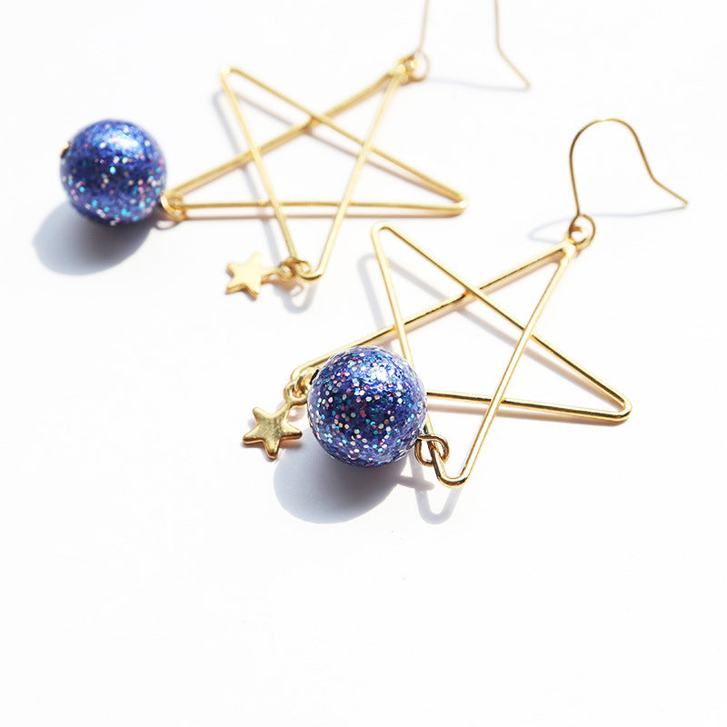 Cosmic Planet Stars Drop Earrings in Copper Alloy  - Feelive