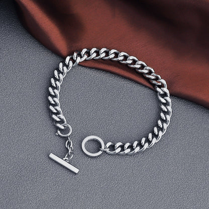 8mm Cuban Chain Men Bracelet in Stainless