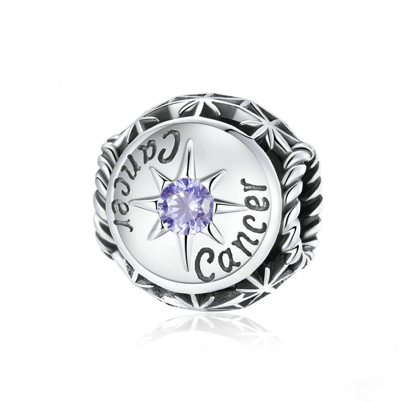 Vintage Cancer June Birthstone Silver Charm Bead