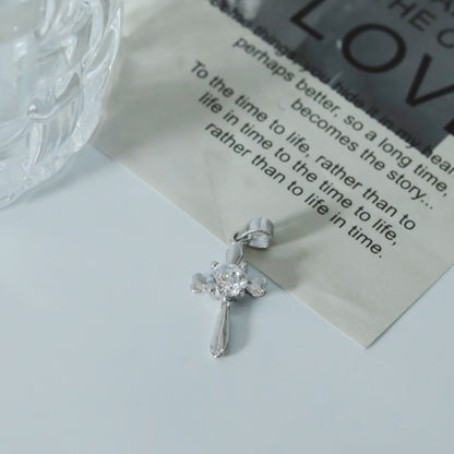 Love Cross Zircon Pendant in Sterling Silver