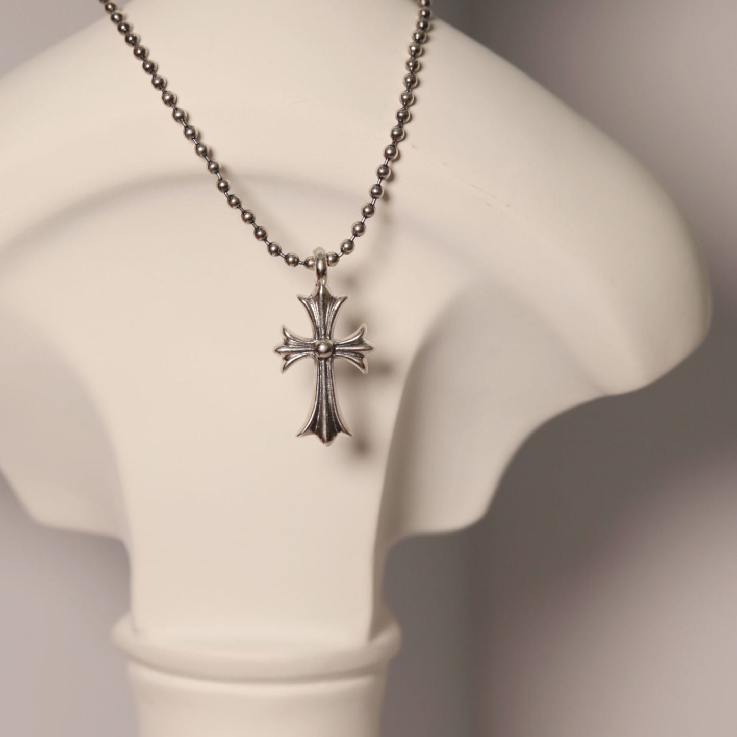 Chrome Shaped Cross Gold Vermeil Necklace front