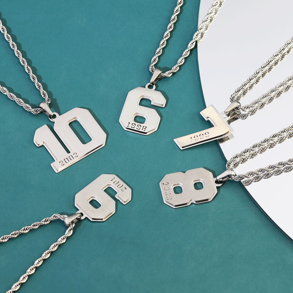 Custom Lucky Number 7 Necklace in Stainless