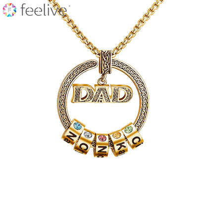 Dad Gift Custom Birthstone Men Necklace in Copper Alloy - Feelive