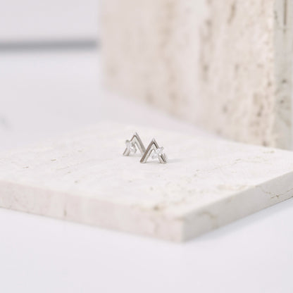 V Shaped Zircon Stud Earrings in Sterling Silver