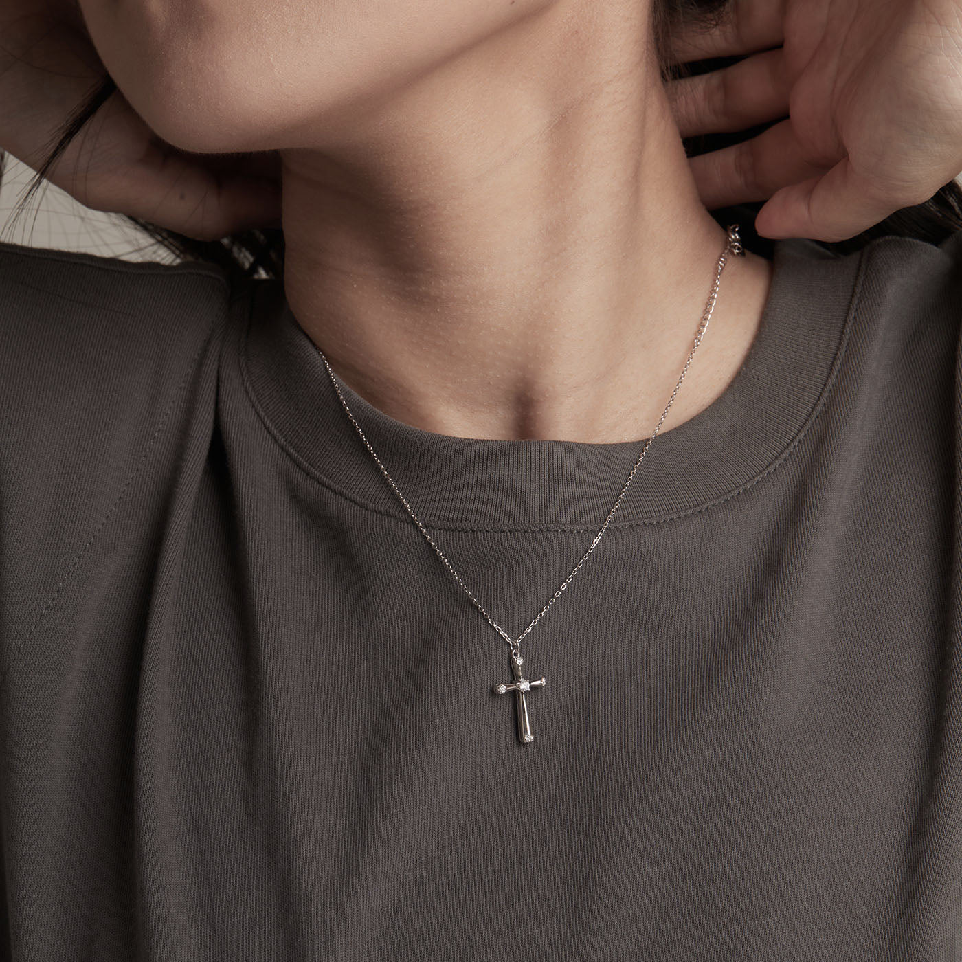 Cross Zircon Necklace in Sterling Silver model