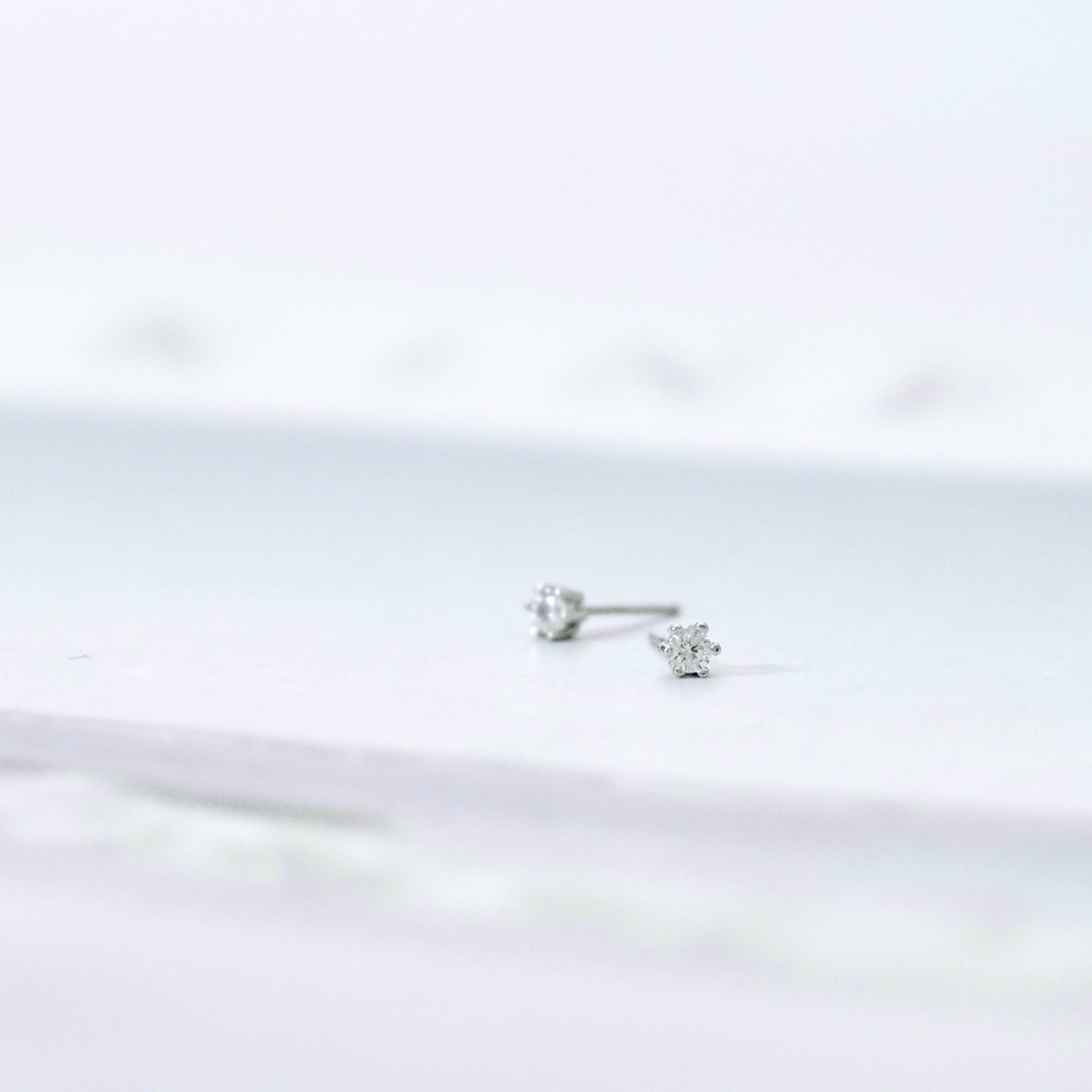 Solitaire Prong Setting Zircon Stud Earrings in Sterling Silver