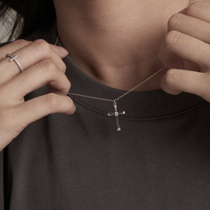 Cross Zircon Necklace in Sterling Silver model