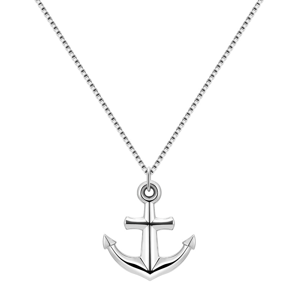 Genderless Pirate Ship Anchor Necklace in Titanium