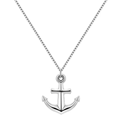 Genderless Pirate Ship Anchor Necklace in Titanium