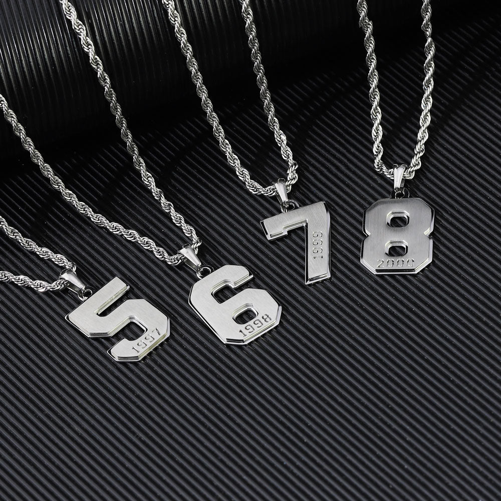 Custom Lucky Number 7 Necklace in Stainless