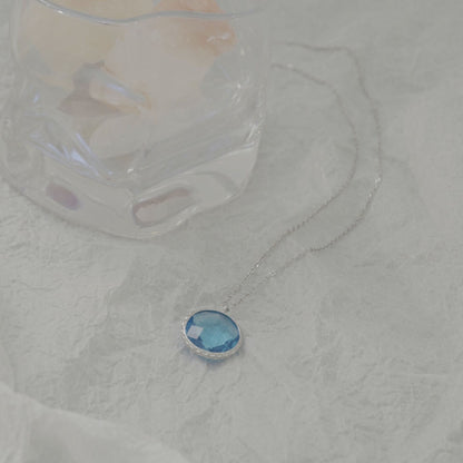 Crystal Love Pendant Necklace in Sterling Silver blue