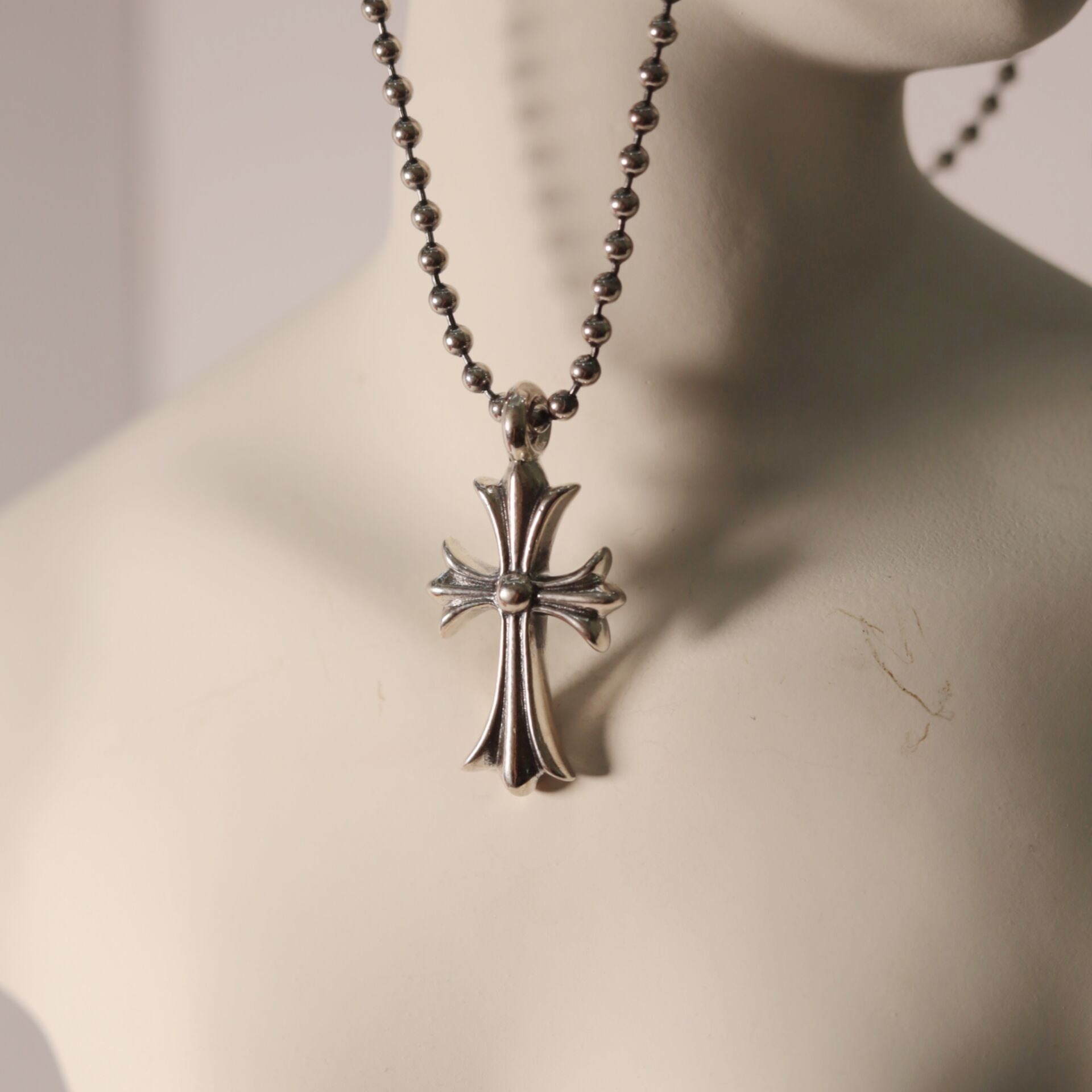 Chrome Shaped Cross Gold Vermeil Necklace front