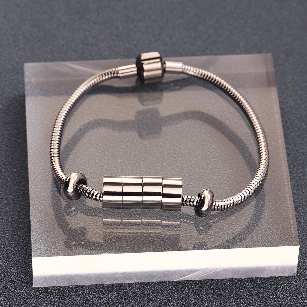 Custom Beads Snake Chain Men Bracelet in Stainless