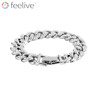 Dazzling Diamond-shaped Cuban Bracelet in Zinc Alloy - Feelive