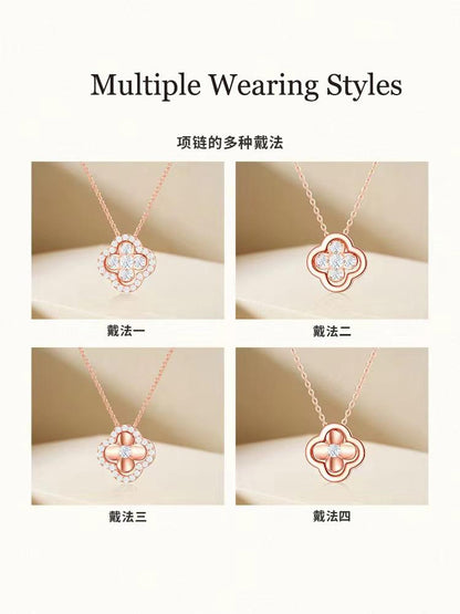 Chow Tai Seng Lucky 4-leaf Clover S925 Sterling Silver Necklace with Multiple Wearing Styles