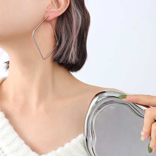 Geometric Square Gold Plated Titanium Hoop Earrings