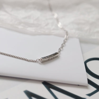 Multilingual Love Bar Pendant Necklace in Sterling Silver